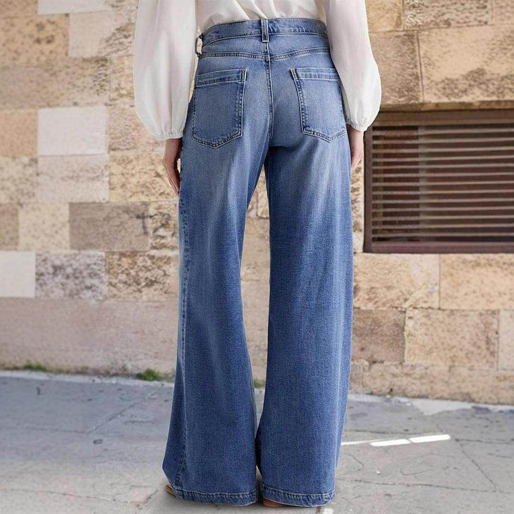 Embroidered Elastic Straight Pants Casual - Magellan Fashion Shop