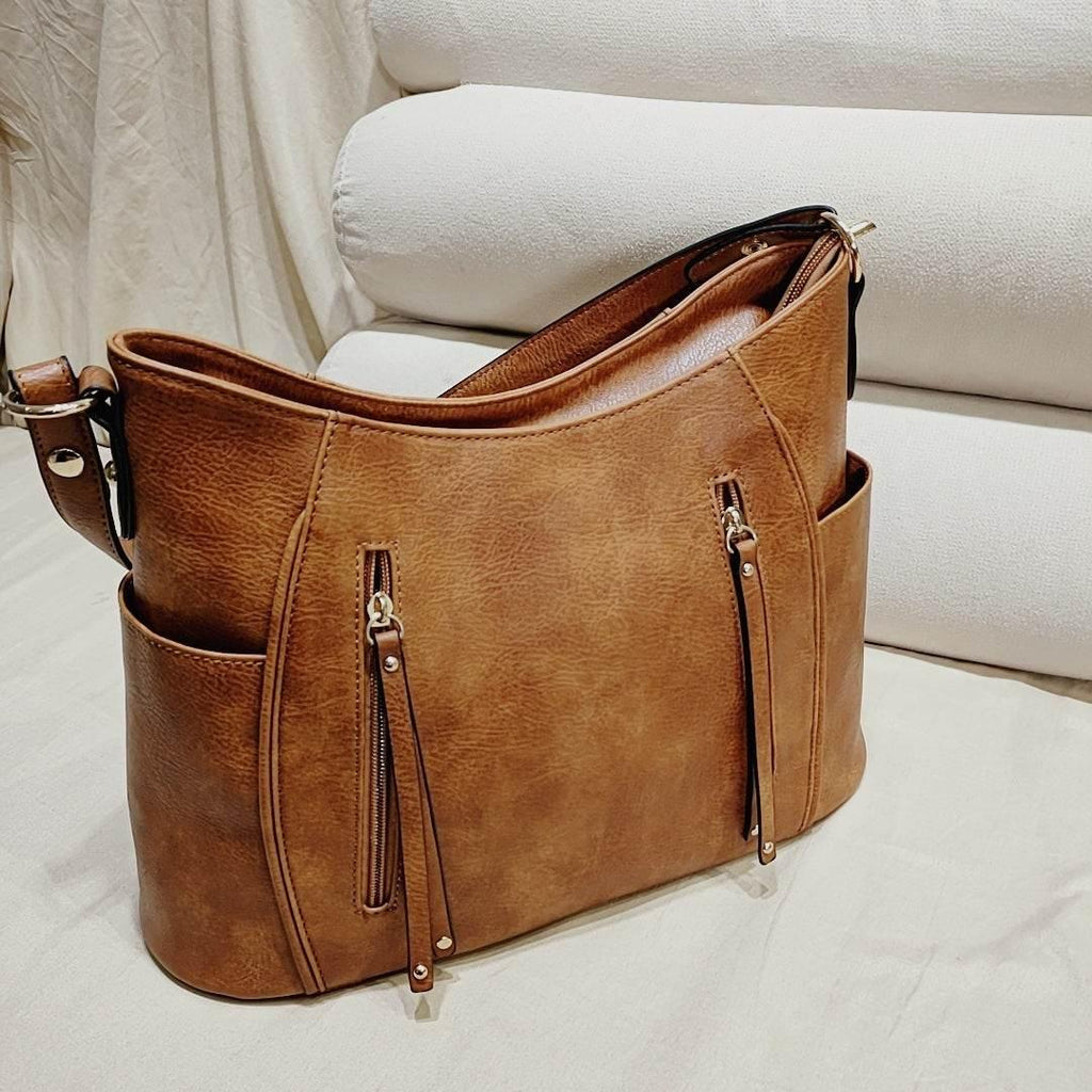 Retro Double Zipper Tassel Women's Portable Shoulder Bag - Magellan Fashion Shop