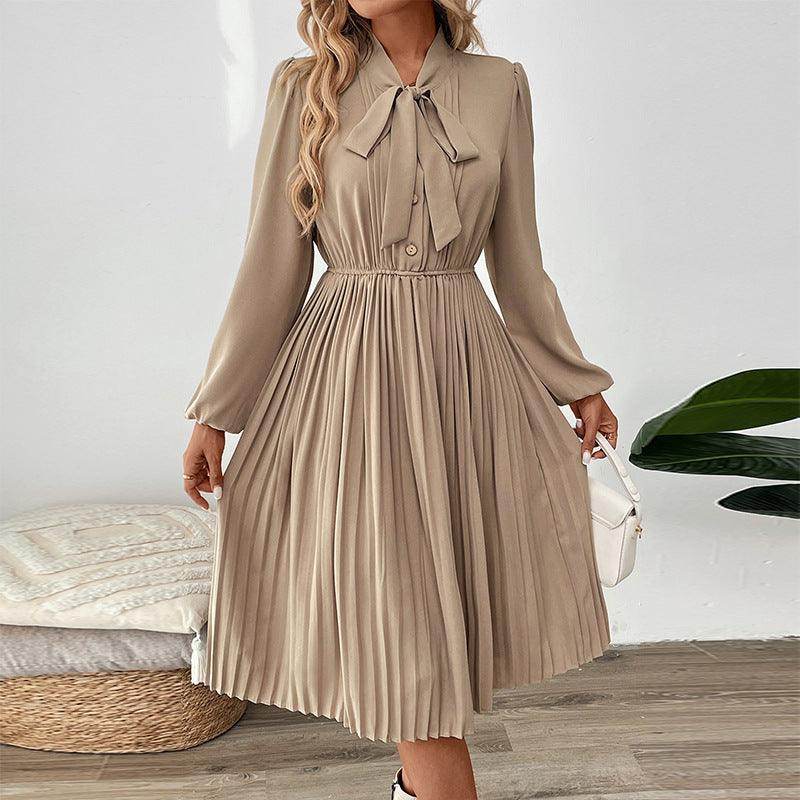 Bow Collar Lace-up Buckle Dress - Magellan Fashion Shop