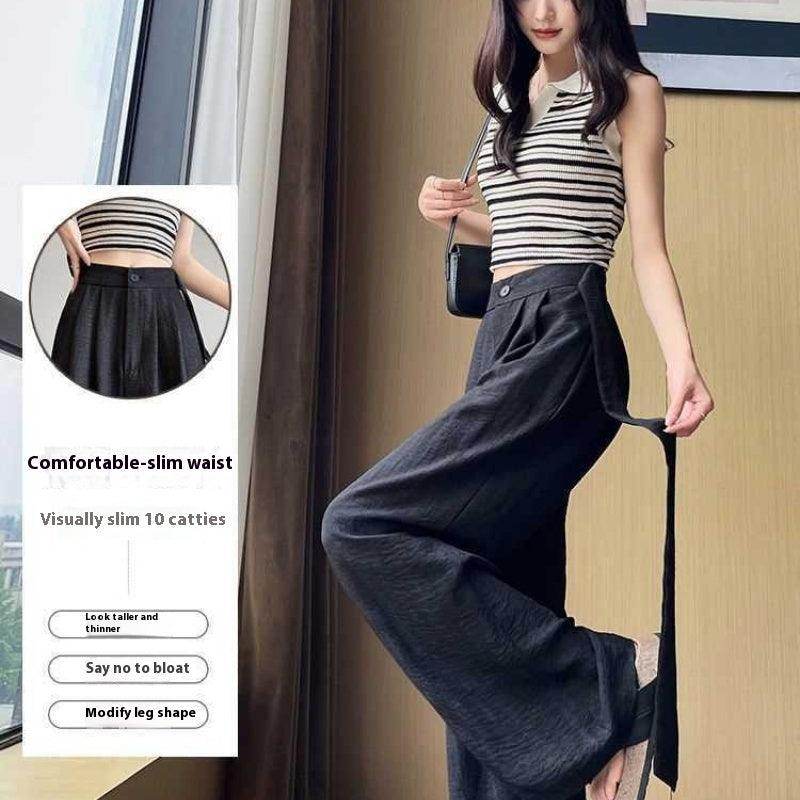 Ice Silk Tie-dyed Linen High-waisted Wide-leg Pants - Magellan Fashion Shop