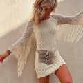 Autumn Tassel Sexy Cutout Pullover Long Sleeve Dress - Magellan Fashion Shop