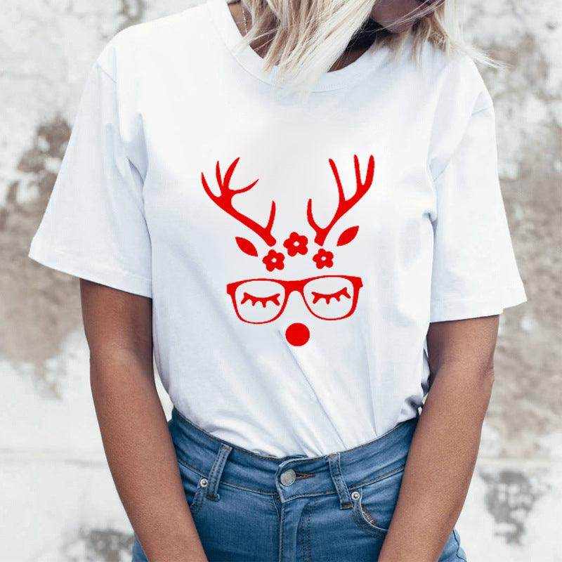 Rock Santa Claus Print Spoof European And American T-shirt - Magellan Fashion Shop