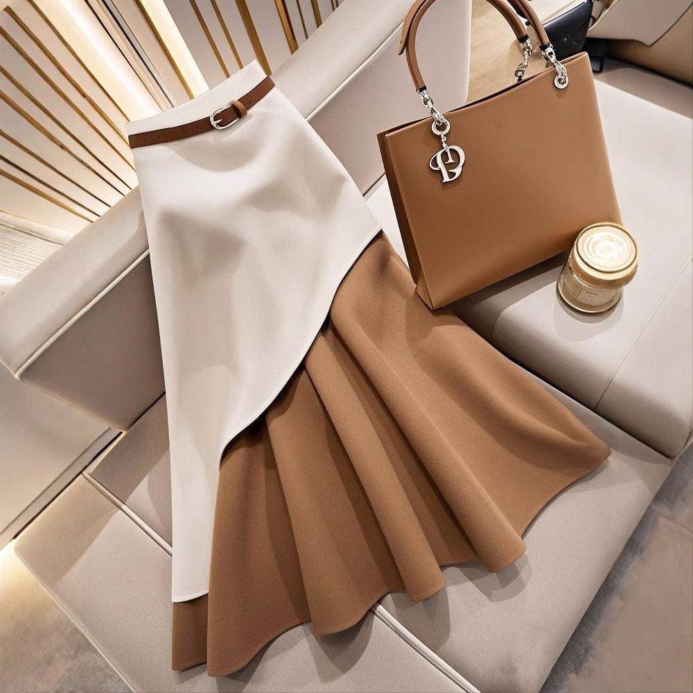Women's Winter Brown Contrast Skirt - Magellan Fashion Shop