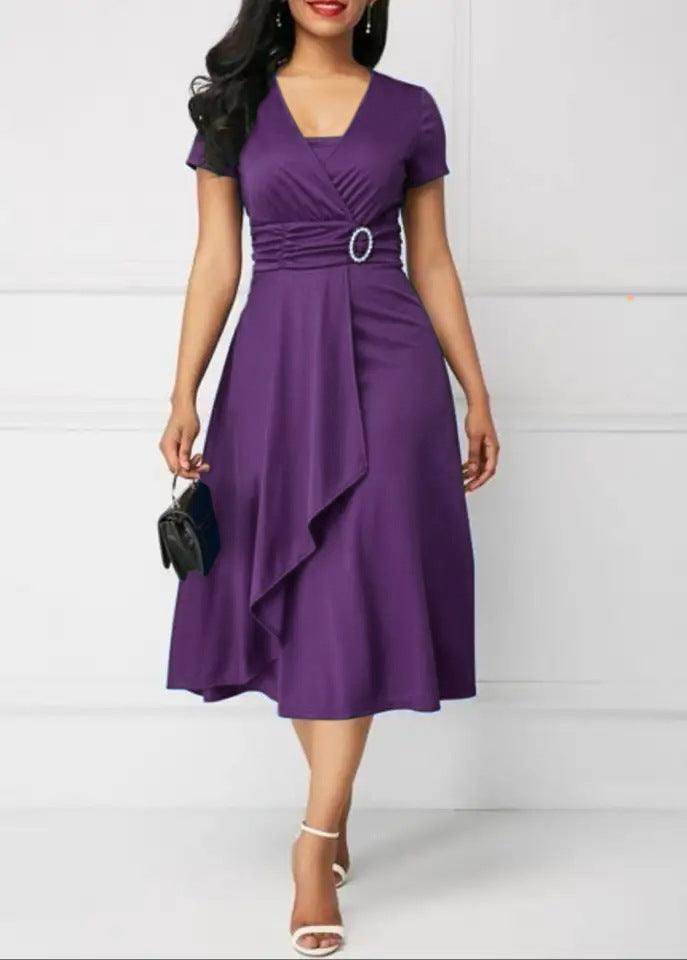 Independent Station Fashion Elegant Asymmetry Large Skirt V-neck Dress Party Evening Dress - Magellan Fashion Shop