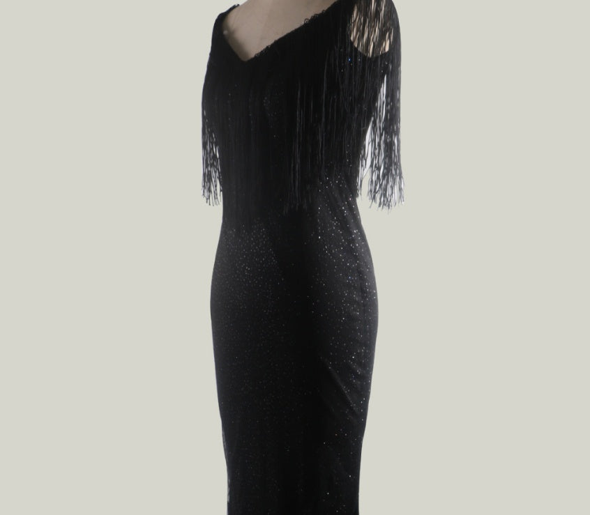 black sequins slim dress