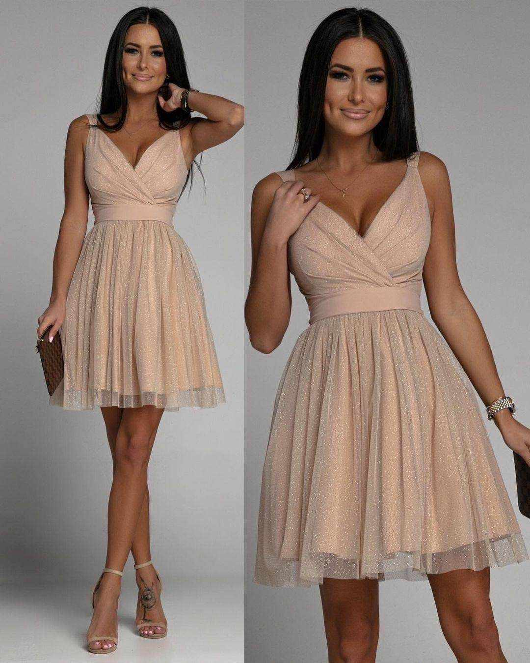 Elegant Glitter Sleeveless Mesh Party Dress - Magellan Fashion Shop