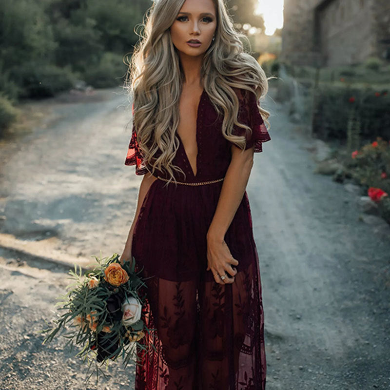 Deep V-neck Lace