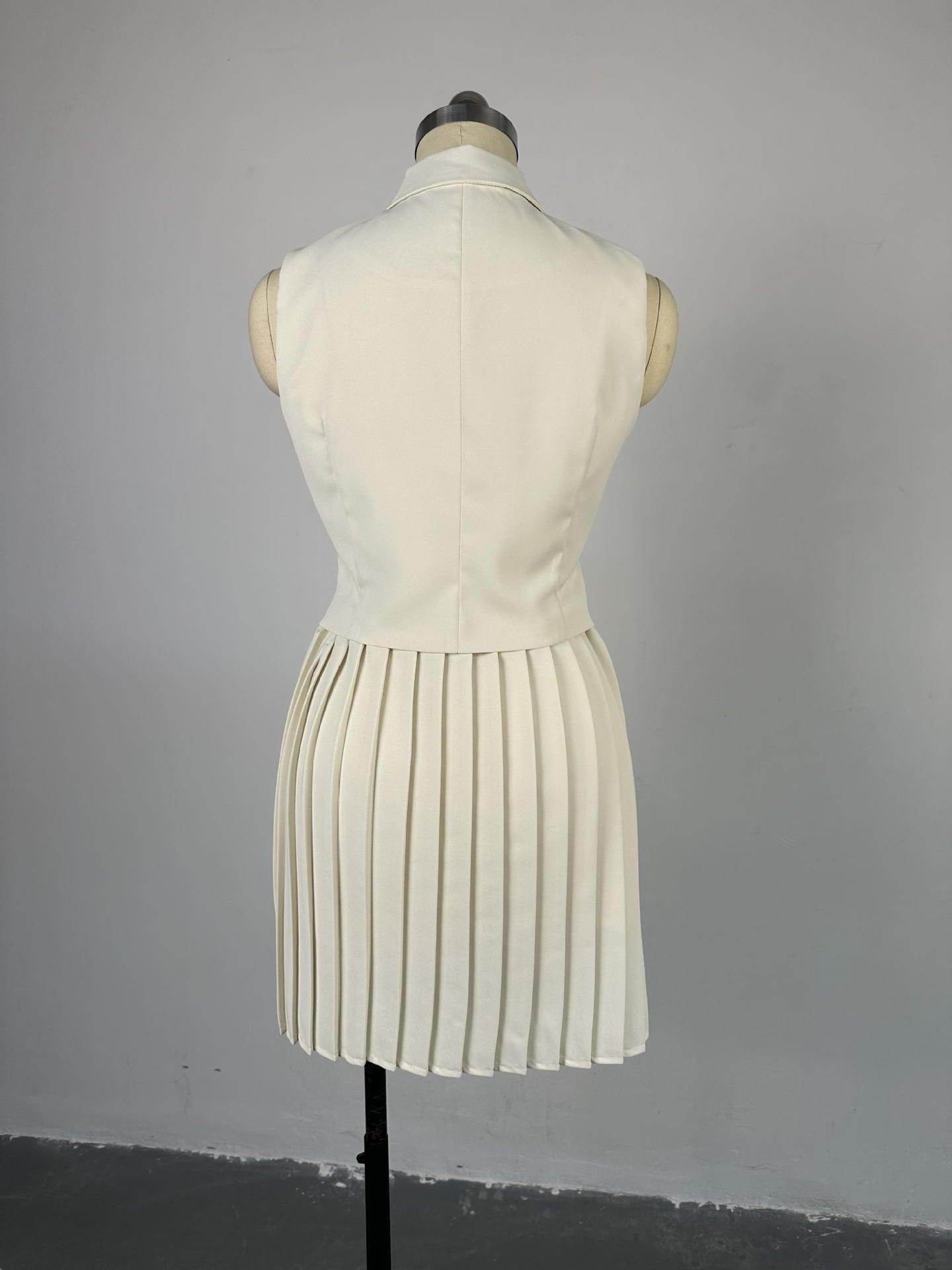 Summer Polo Collar Irregular Top Pleated Skirt Casual Suit - Magellan Fashion Shop