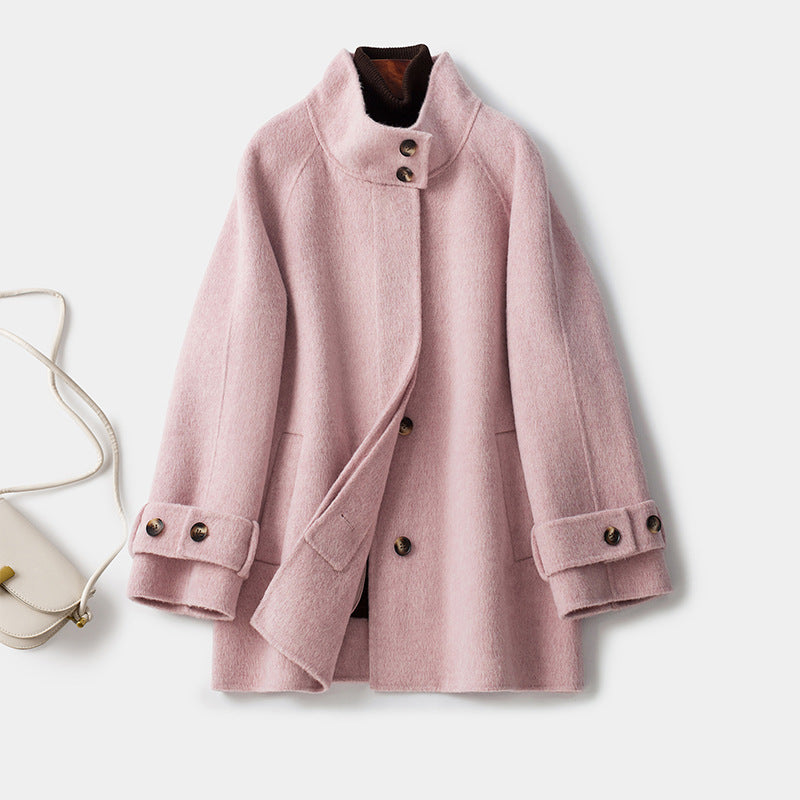 Double-sided Cashmere Women's Mid-length Waist Slimming Woolen Coat