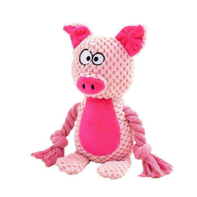 Hippo-shaped pet plush sound cotton rope toy for interactive dog training and tug of war