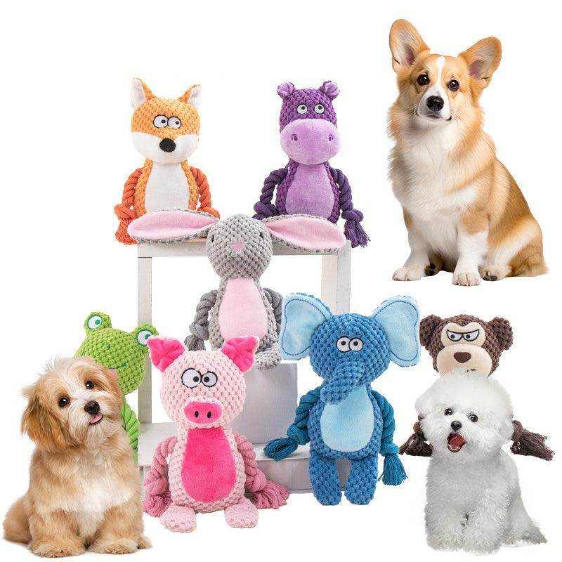 Hippo-shaped pet plush sound cotton rope toy for dog training and interactive tug of war