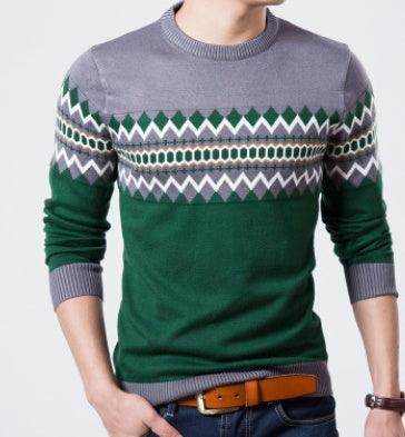 autumn and winter color matching sets of sweaters slim round neck long sleeve bottoming shirt color matching sweater sweater men - Magellan Fashion Shop