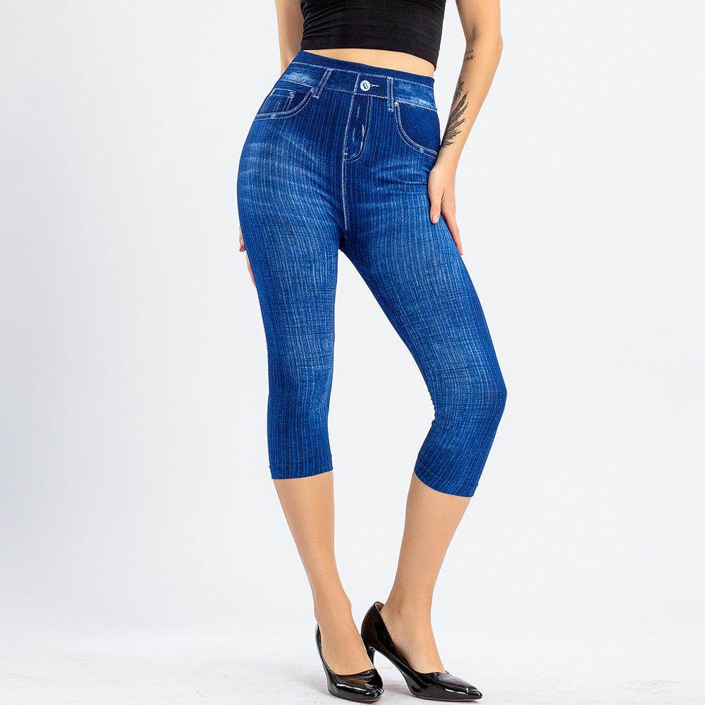Stretch Bottoming Cropped Slim Fit Hip Raise Printed - Magellan Fashion Shop