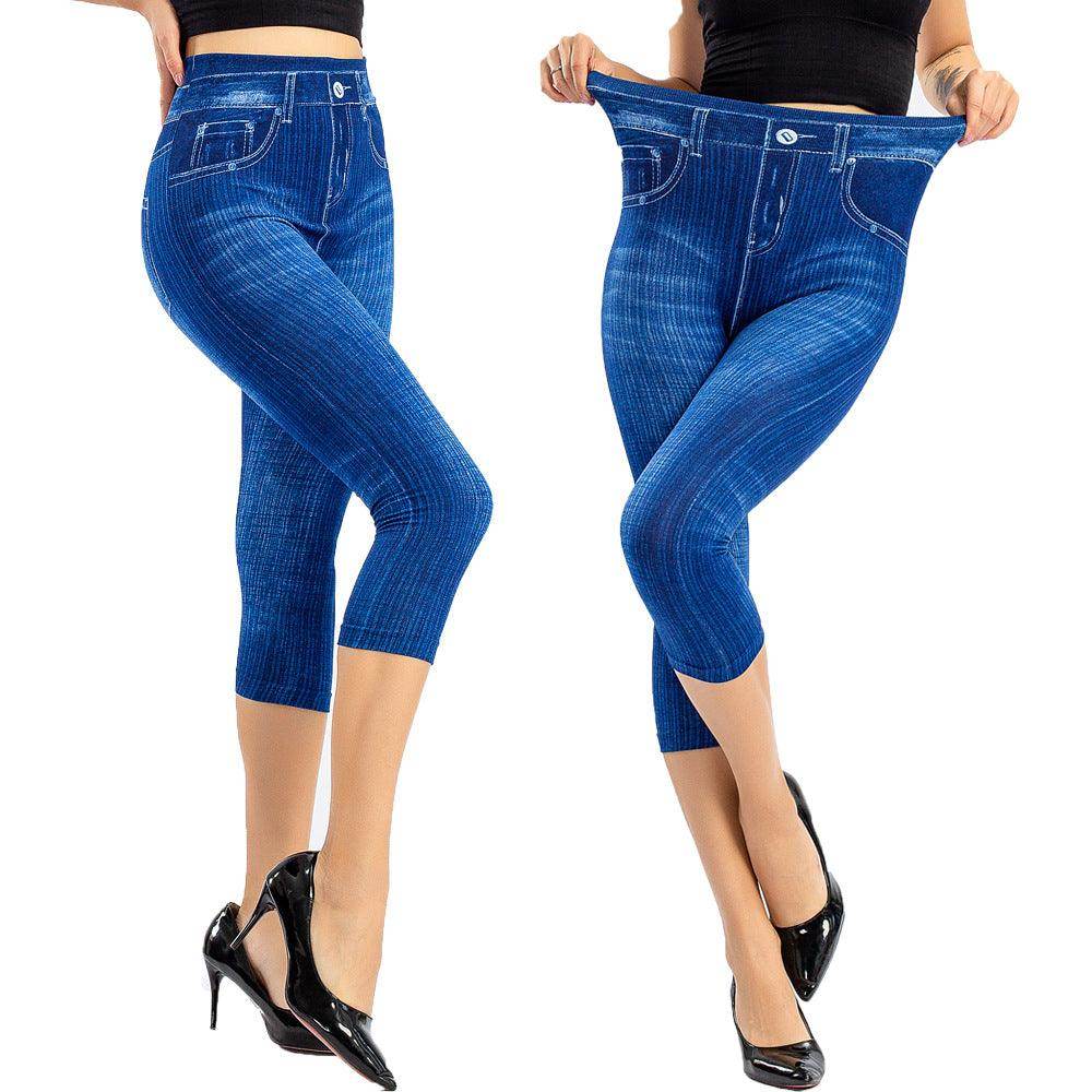 Stretch Bottoming Cropped Slim Fit Hip Raise Printed - Magellan Fashion Shop