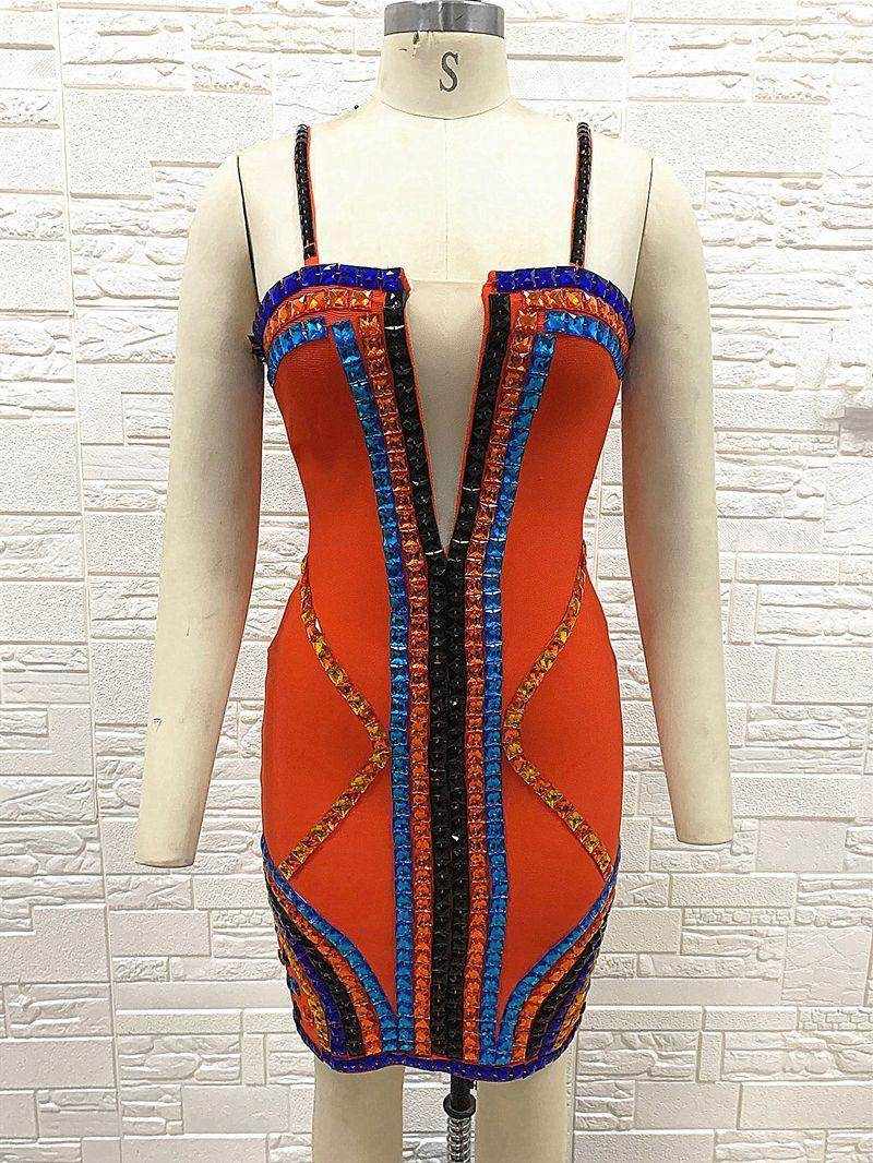 Sleeveless Women's Luxury Diamond Bandage Dress Sexy Waist - Tucked Gown - Magellan Fashion Shop