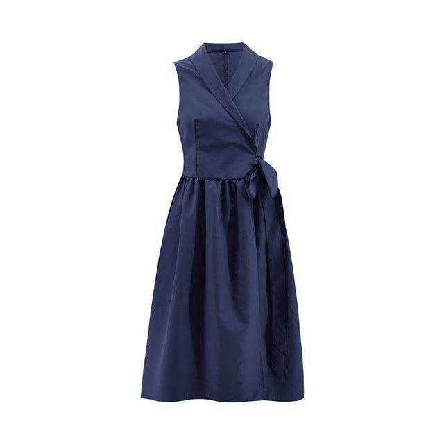 Dies Midi Dress Casual Sleeveless Belt Dress Female New - Magellan Fashion Shop