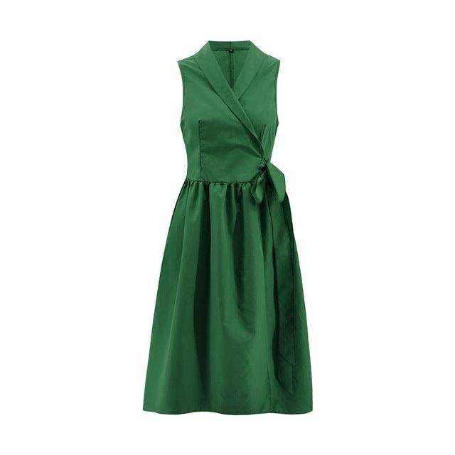 Dies Midi Dress Casual Sleeveless Belt Dress Female New - Magellan Fashion Shop