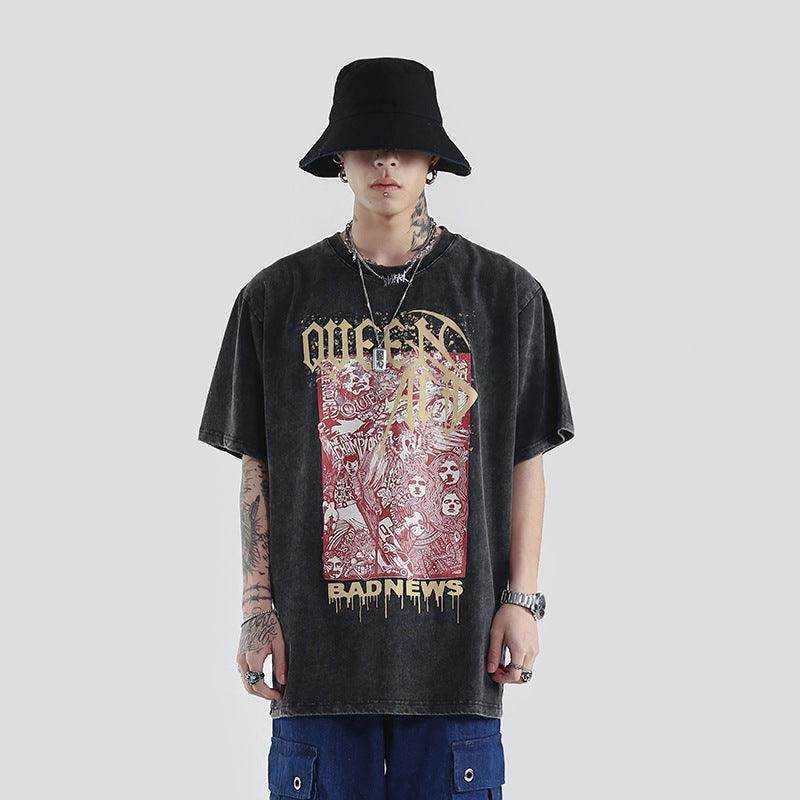 National Tide Crowngrade Sand Washing And Old Heavy Short-Sleeved - Magellan Fashion Shop