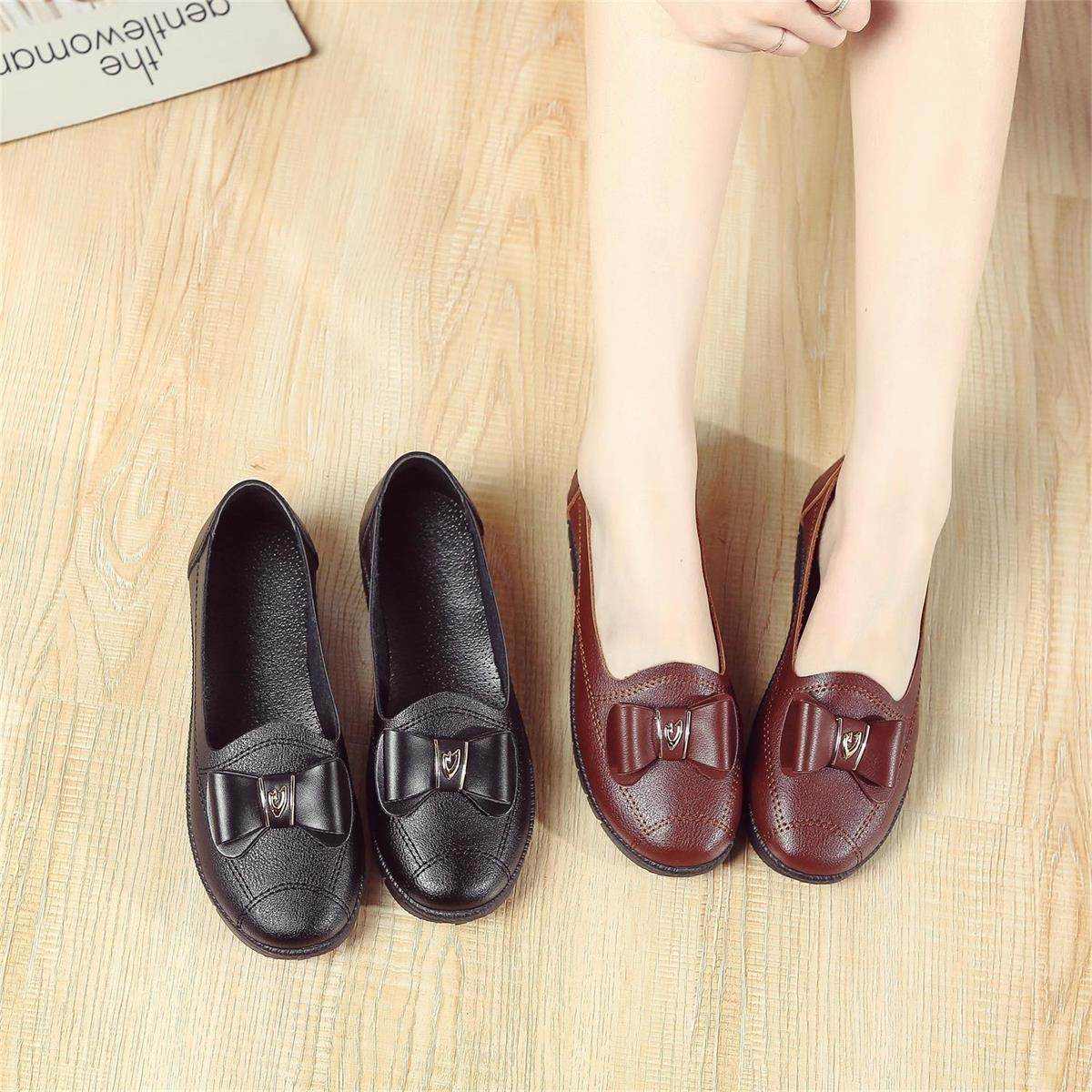 Peas Shoes Women Fashion Flat Soft Leather Grandma Shoes Women - Magellan Fashion Shop