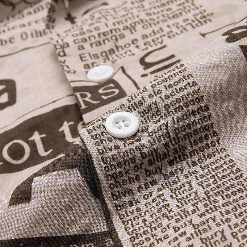 3XL Vintage Newspaper Print Hawaiian Shirt - Magellan Fashion Shop