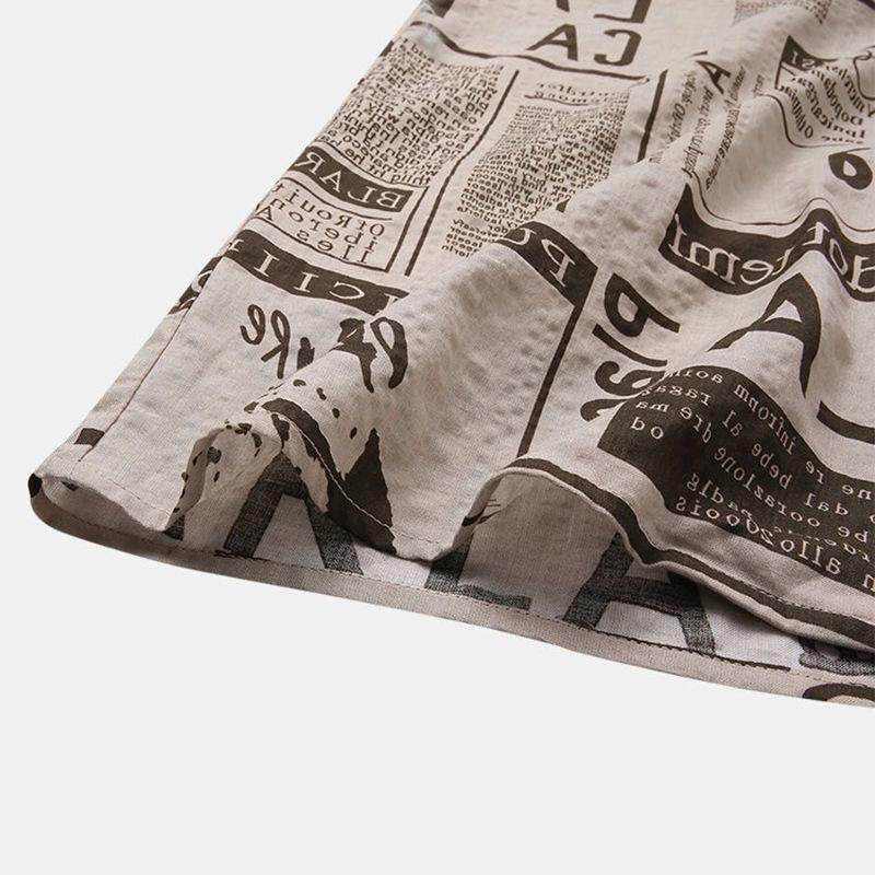 3XL Vintage Newspaper Print Hawaiian Shirt - Magellan Fashion Shop