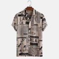 3XL Vintage Newspaper Print Hawaiian Shirt - Magellan Fashion Shop