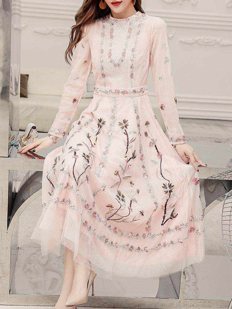 Temperament Skirt Heavy Embroidered Thin Dress - Magellan Fashion Shop