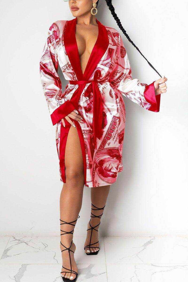 Hirigin Aesthetic Cardigan Long Sleeve Midi Bandage Dress - Magellan Fashion Shop