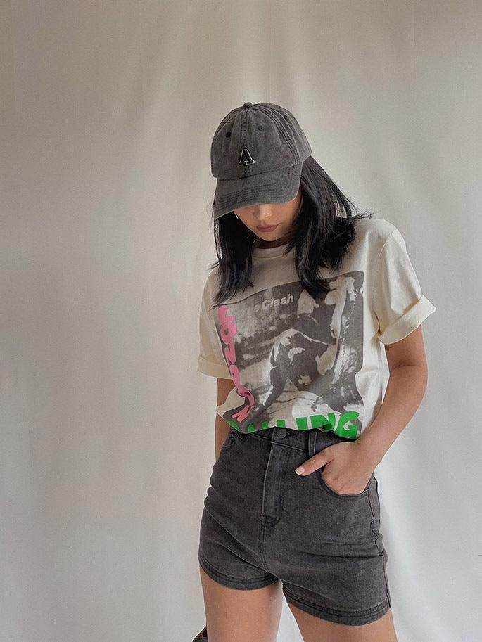 Washed Cotton Loose T-shirt Punk Rock Top - Magellan Fashion Shop