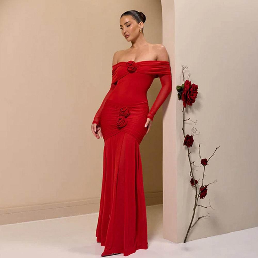 Off-shoulder Pleated Dress - Magellan Fashion Shop