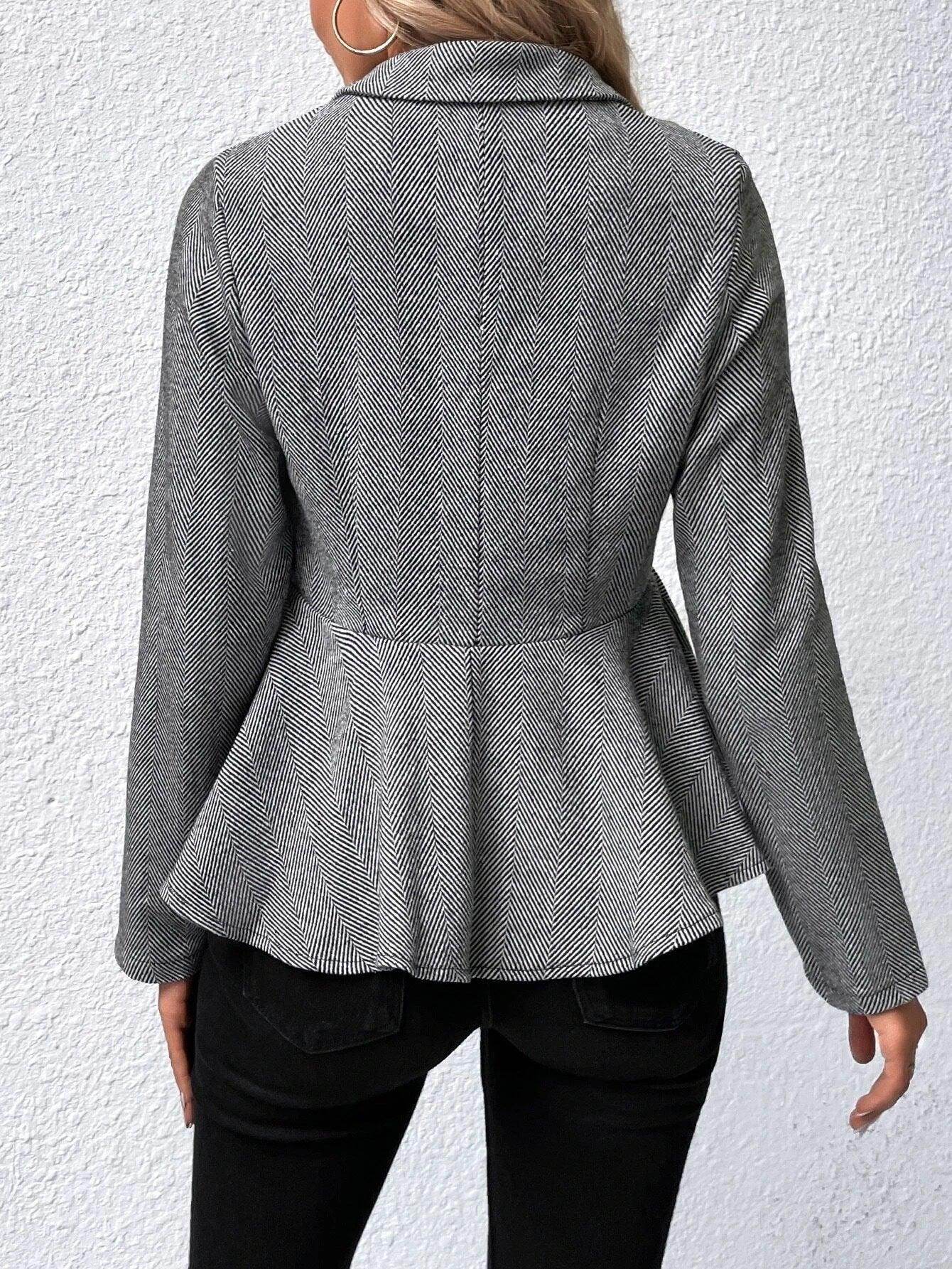 Women's Lapel Ruffled Slim Double-breasted Blazer - Magellan Fashion Shop