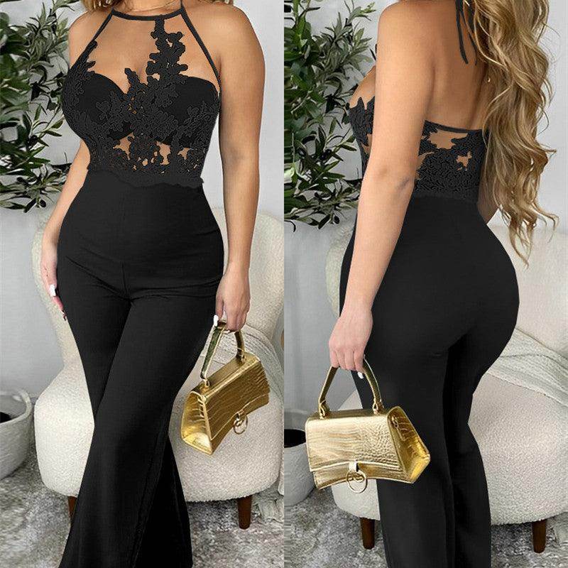Ladies' Mesh Stitching Tight Jumpsuit - Magellan Fashion Shop