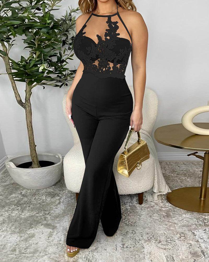 Ladies' Mesh Stitching Tight Jumpsuit - Magellan Fashion Shop