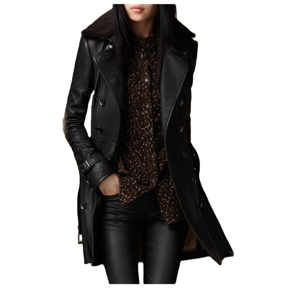 Slim Faux Leather Double Breasted Jacket