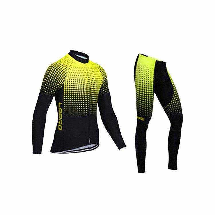 Autumn and winter outdoor cycling clothing for men black and yellow quick-drying polyester jersey