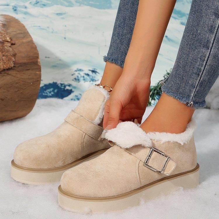 Winter Buckle Snow Boots Fashion Flat Thick-soled Cotton Shoes - Magellan Fashion Shop