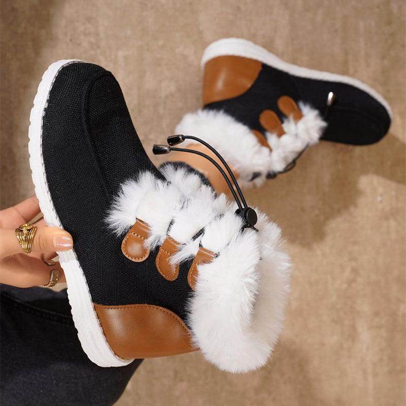 Fashion Round Toe Snow Boots Winter Warm Plush - Magellan Fashion Shop