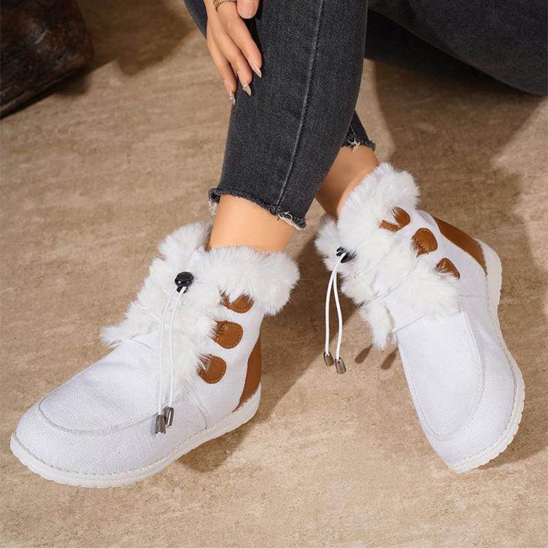 Fashion Round Toe Snow Boots Winter Warm Plush - Magellan Fashion Shop