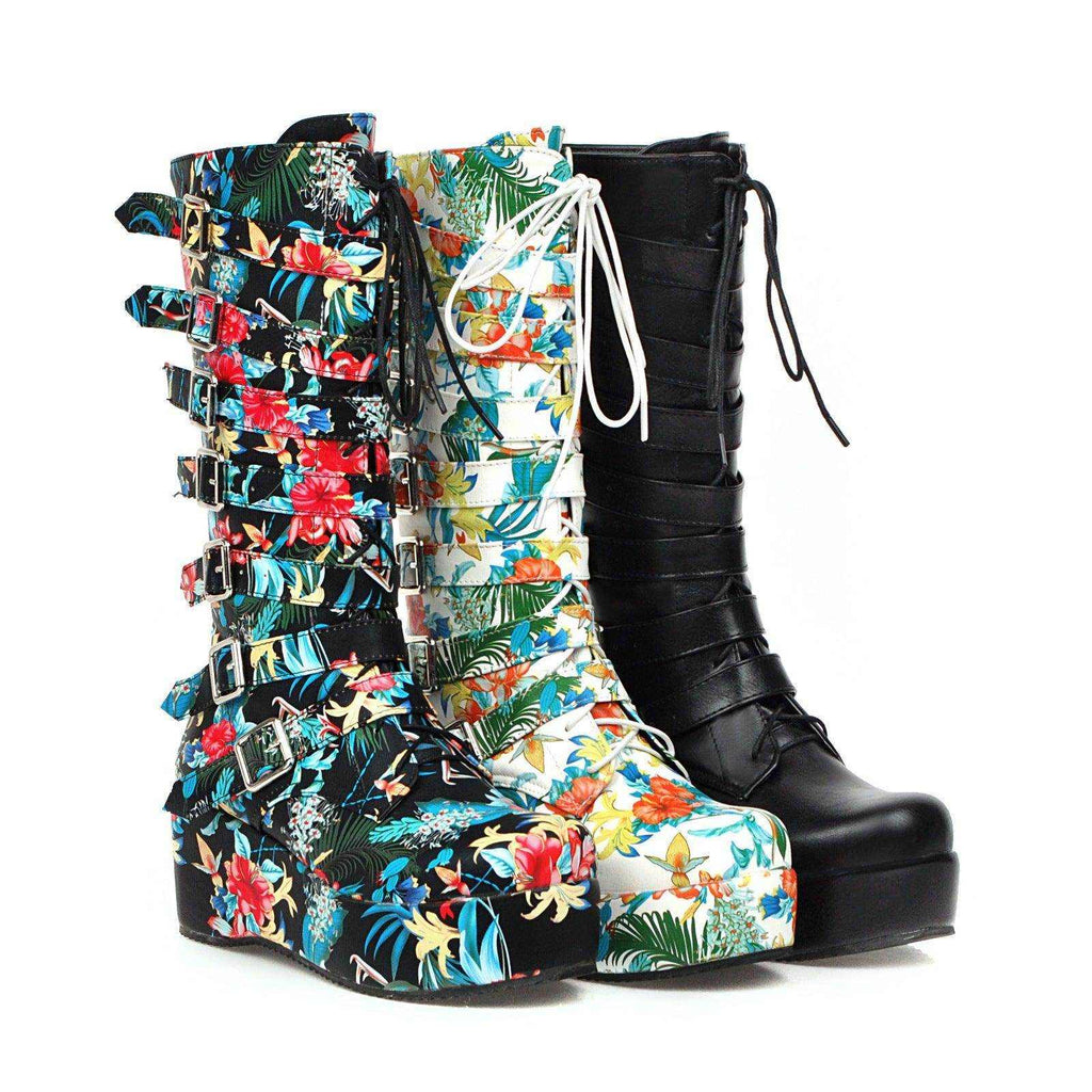 New wedged belt buckle middle boot for women - Magellan Fashion Shop