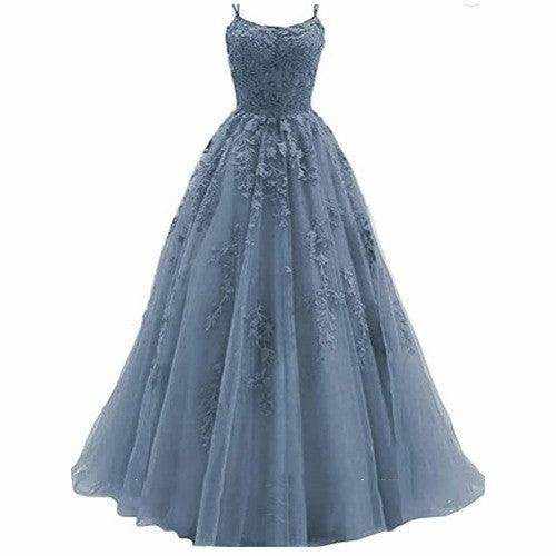 Camisole Ball Gown Long Tulle Lace Party Evening Gown - Magellan Fashion Shop