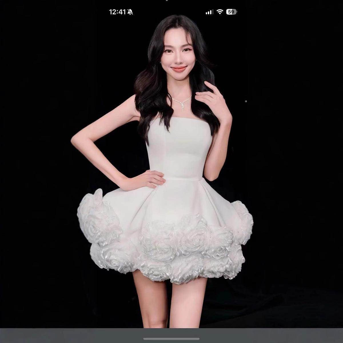Top Short Skirt Three-dimensional Flower Pettiskirt French Cross-border Dress - Magellan Fashion Shop