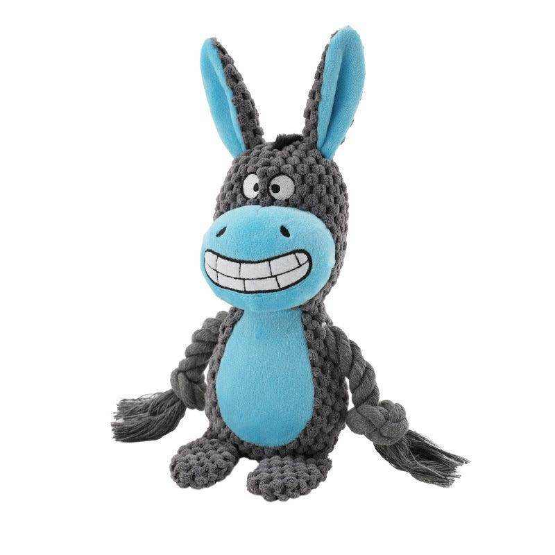 Hippo-shaped pet plush sound cotton rope toy for interactive dog training and tug of war