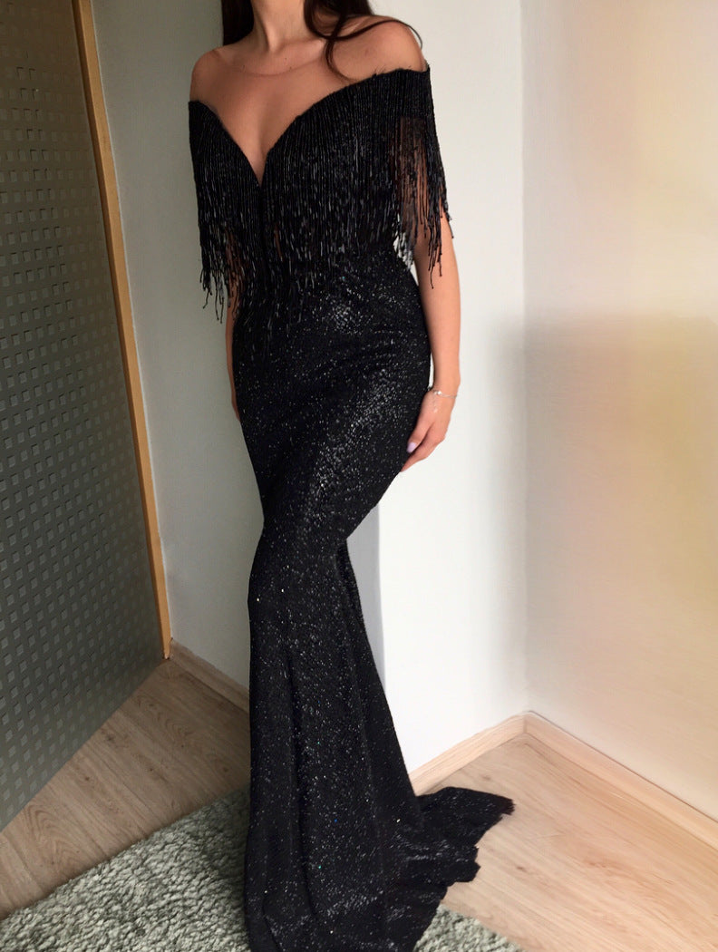 black sequins slim dress