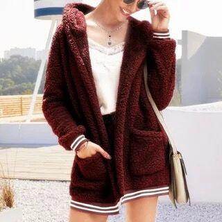Hooded fur coat long top - Magellan Fashion Shop