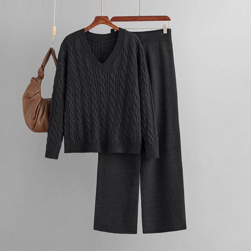 Fashionable Wide Leg Pants Sweater Women's Suit - Magellan Fashion Shop