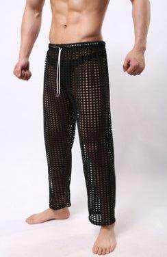 new fashion men sexy mesh trousers men casual hollow trousers - Magellan Fashion Shop