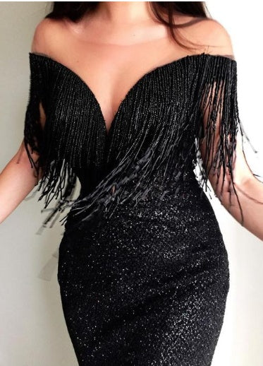 black sequins slim dress