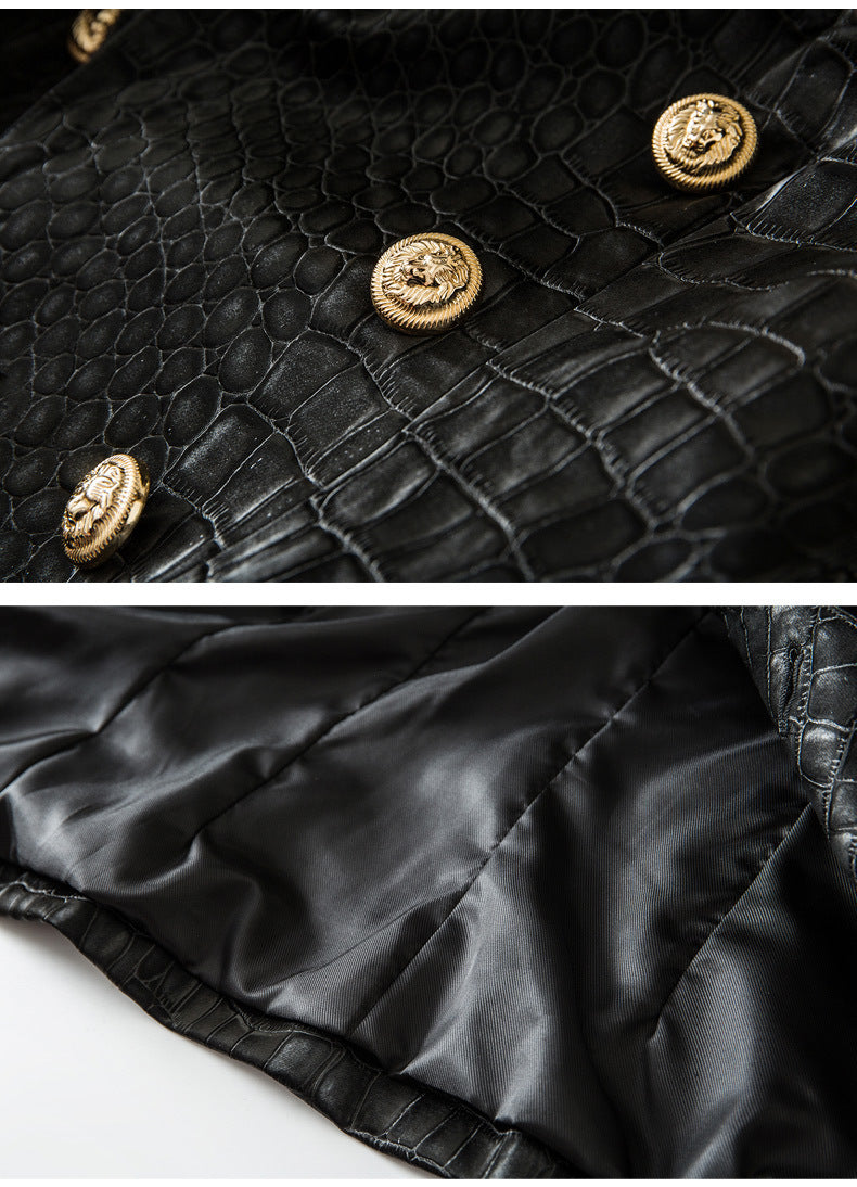 Suit Crocodile Leather Coat European And American Style Slim-fit Top