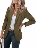 Women's Long Sleeve Solid Color Polo Collar Small Suit Jacket - Magellan Fashion Shop