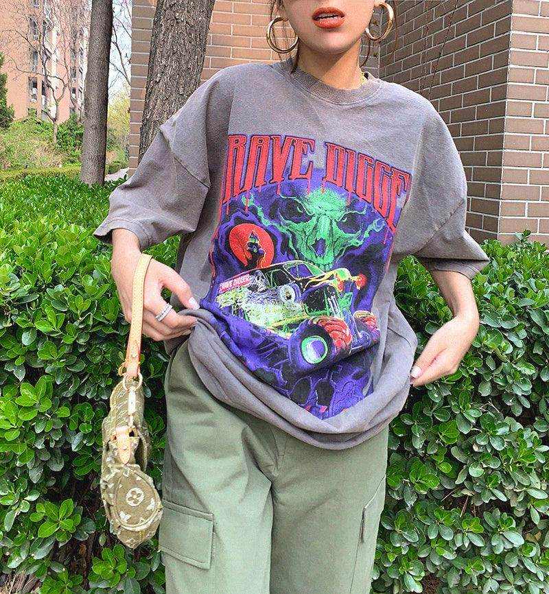 Heavy Industry Old Fat Rock Tie-dye Printing Couple T-shirt - Magellan Fashion Shop
